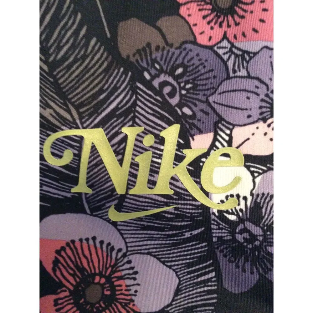 Nike Epic Running Leggings Floral Print Glitter Logo Woven Small S